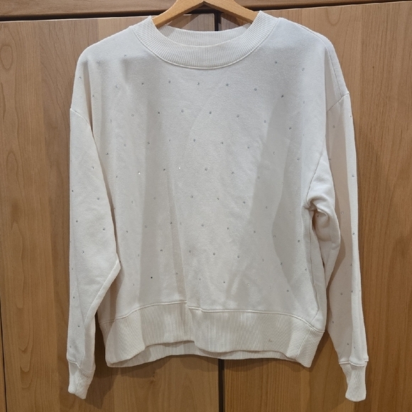 a new day Sweaters - a new day Dot Glitter Sparkle Cream Crew Neck Sweater, Festive Chic, Large, VGUC